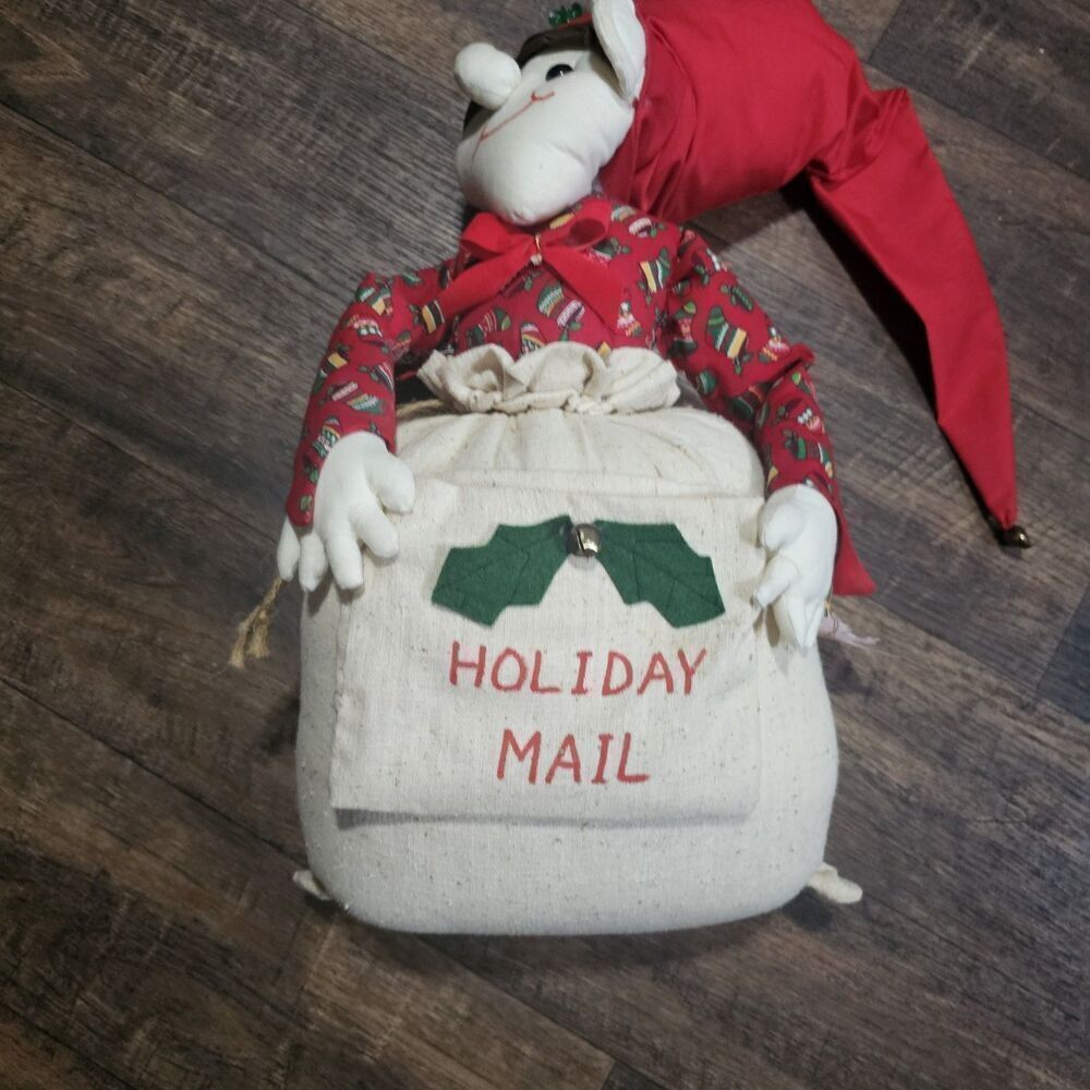 Vtg La Befana Christmas Witch Holiday Mail Holder ClothDoll 18.5x8" Heavy Bottom